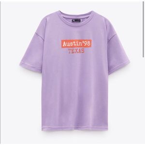 Zara Cotton Lilac Austin Texas Graphic Tee Size Medium